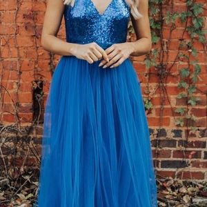 Blue Sequin Tulle Dress